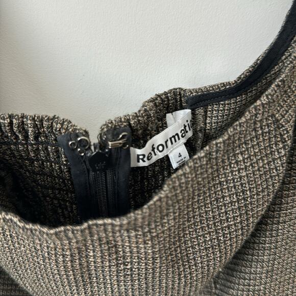 Reformation Stratford Wool Blend Midi Dress in Black Check Size: 4 - Picture 7 of 13